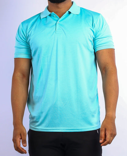 The Jack polo neck sports T shirt- Water Blue