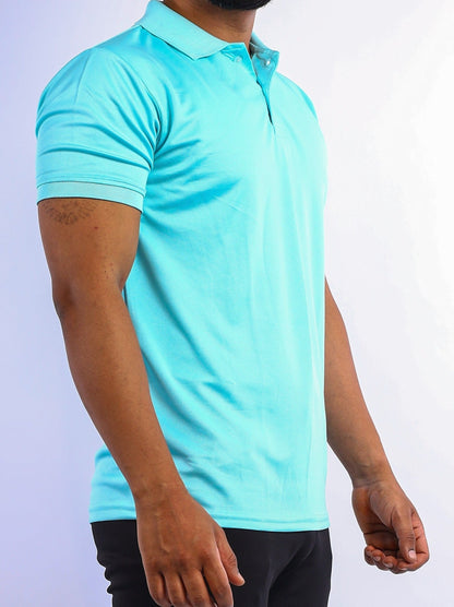 The Jack polo neck sports T shirt- Water Blue