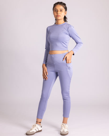 The Katherine Full sleeve crop top- Powder blue