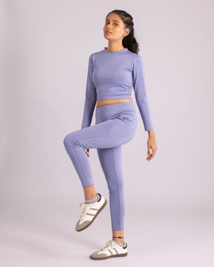 The Katherine Full sleeve crop top- Powder blue