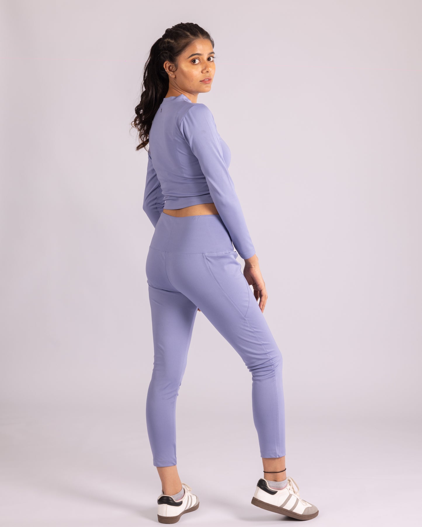 The Katherine Full sleeve crop top- Powder blue