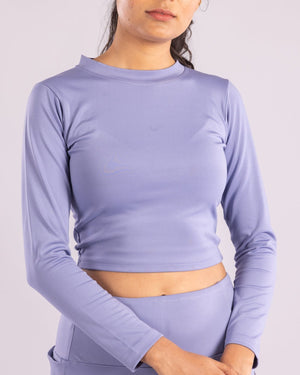 The Katherine Full sleeve crop top- Powder blue