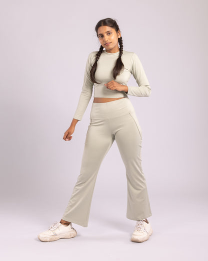 The Katherine Full sleeve crop top- Sage green