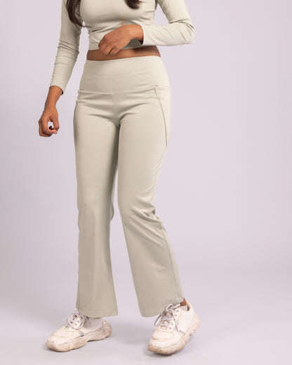 The Rachel Flared Trousers-Sage green