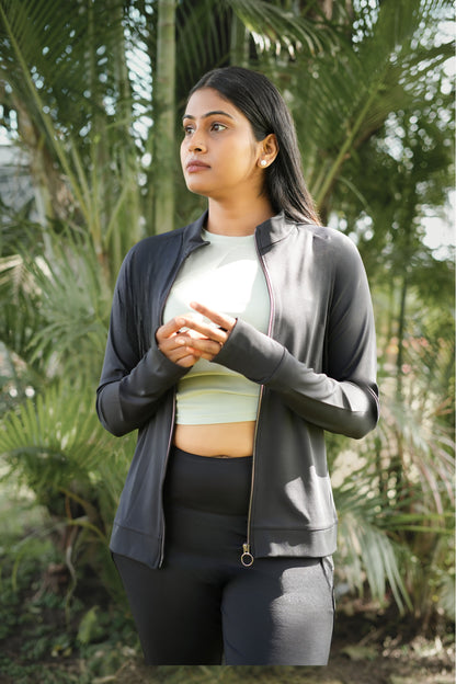 Wednesday workout jacket set-Black