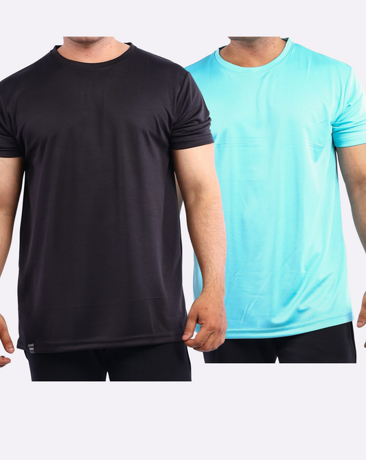 The Harry sports value pack of 2 Round neck T shirt - Black, Water blue