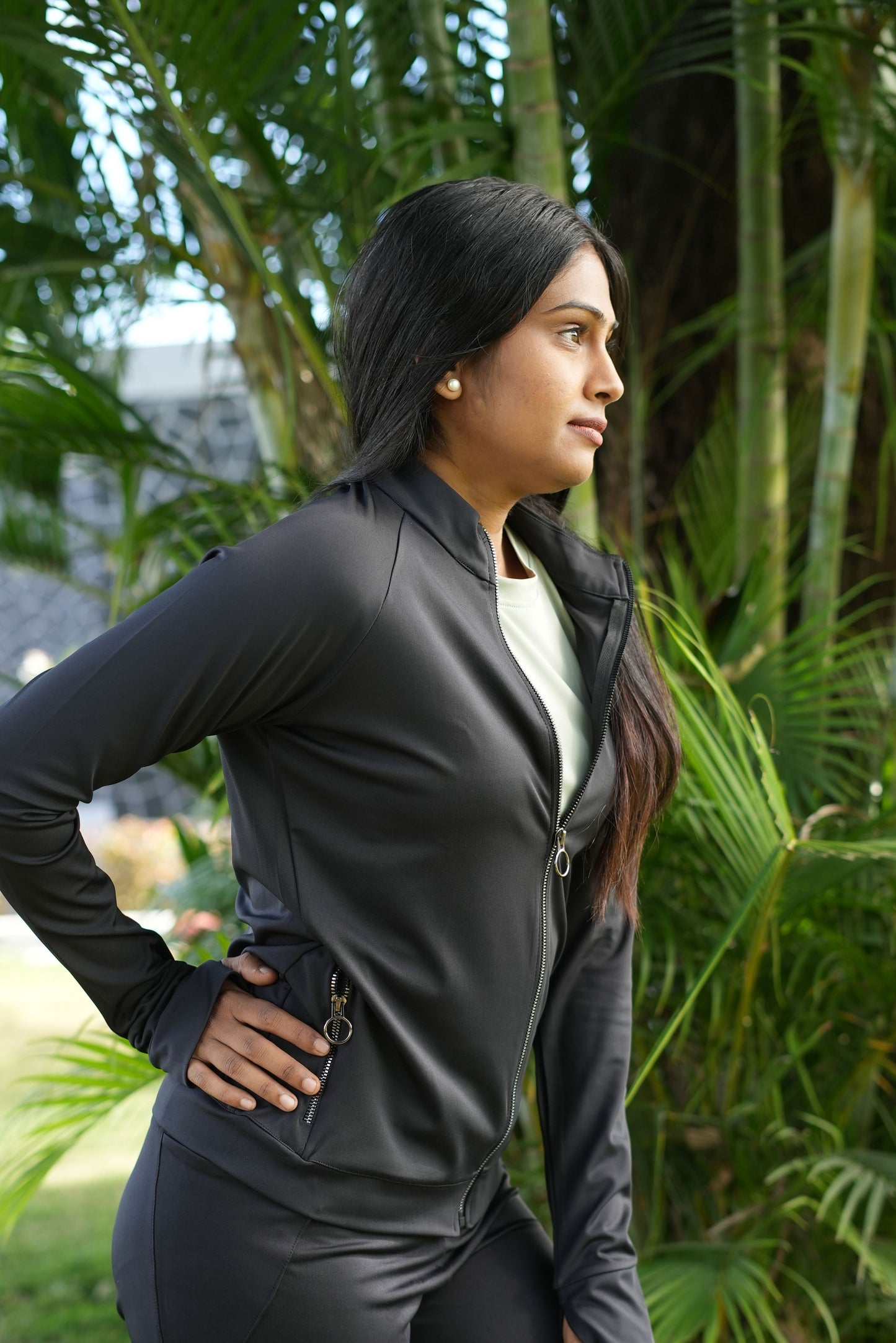 Wednesday workout jacket set-Black