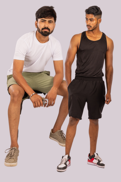 The Bane Running shorts- Value pack of 2; Black, Sage green