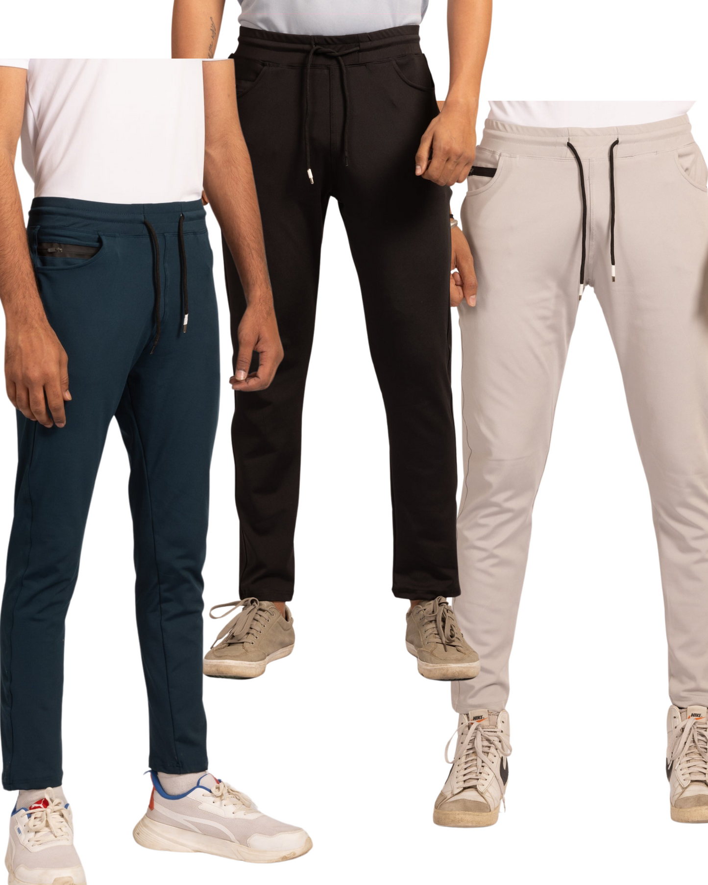 The Harvey slim fit super saver pack of 3 joggers- Black, beige, navy blue