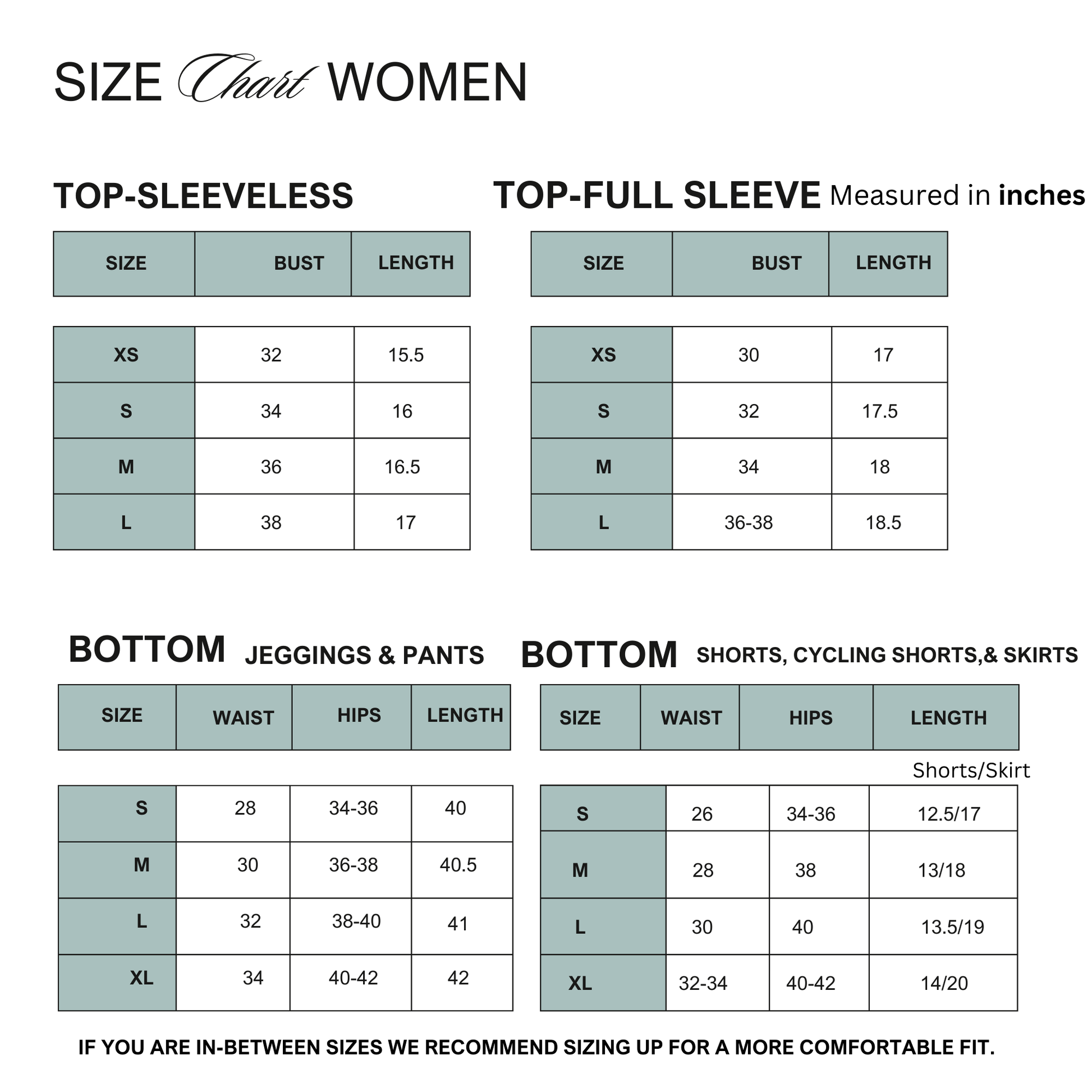 Co-ord Set Size Guide – Find your perfect fit with our detailed size chart for the Rachel Co-ord Set. Includes accurate measurements for waist, hips, bust, and length to ensure comfort and a flattering fit for everyday wear, workouts, and athleisure styling