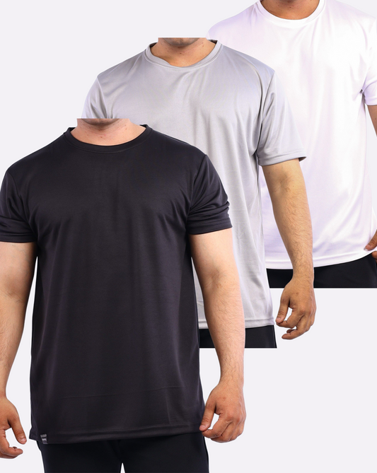 The Harry sports Pack of 3 Round neck T shirt - Black, white, grey